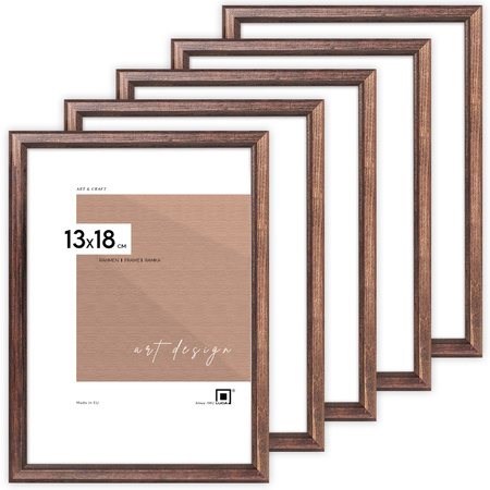 Pakiet 5 szt. ciemno brązowych ramek drewnianych na zdjęcia DRWA 44 13x18 cm