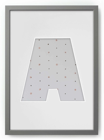 Ramka na zdjęcia LITERKA "A" 21x30 cm szara z białym z passe partout