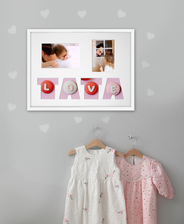 Ramka TATA 30x40 cm w kolorze białym z białym passe partout