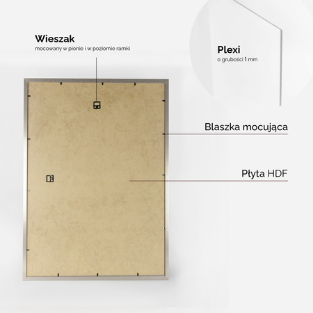 Srebrna ramka na zdjęcia HEN PASS S 60x80 cm z passe partout (50x70 cm)