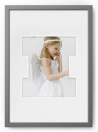 Ramka na zdjęcia LITERKA "I" 21x30 cm szara z białym z passe partout