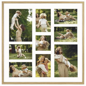 Foto Galeria 50x50 cm kolor dębowy Ramka na 9 zdjęć 10x15 cm 15x21 cm 10x10 cm z Passe Partout