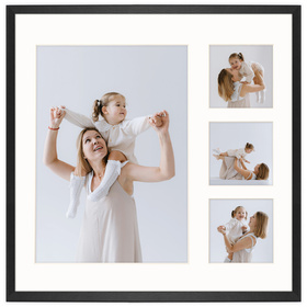 Foto Galeria 40x40 cm kolor czarny Ramka na 4 zdjęcia 21x30 cm i 9x9 cm z Passe Partout