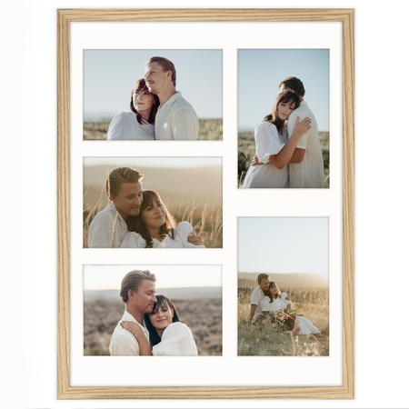 Foto Galeria 30x40 cm kolor dębowy Ramka na 5 zdjęcia 10x15 cm z Passe Partout