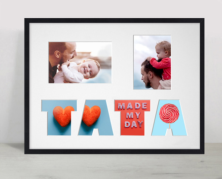 Ramka TATA 30x40 cm w kolorze czarnym z białym passe partout