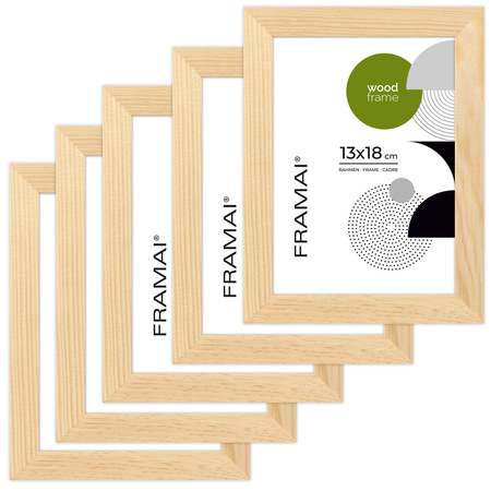 Pakiet 5 szt. ramek z drewna surowego RAW 13x18 cm