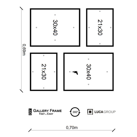 Zestaw złoto-czarnych ramek galeria PRESTO Z2 GF0003