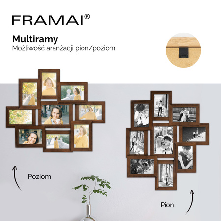 Multirama MULTI HEN 4 ramka na zdjęcia na 9 zdjęć - brązowa