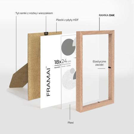 Ramka dębowa na zdjęcia OAK 18x24 cm