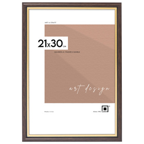 Brązowa ramka drewniana ze złotym paskiem DRI CL 421x30 cm