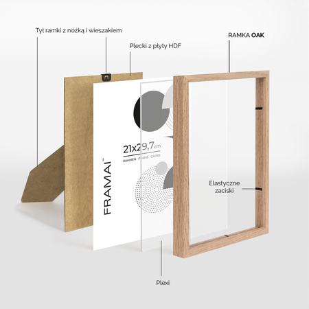 Ramka dębowa na zdjęcia OAK A4 (21x29,7 cm)