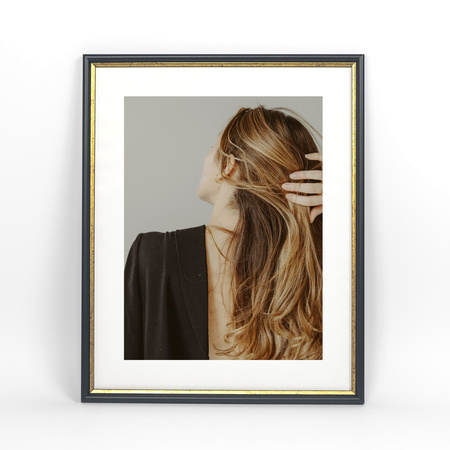 Czarna ramka drewniana ze złotym paskiem DRI CL 2 40x50 cm