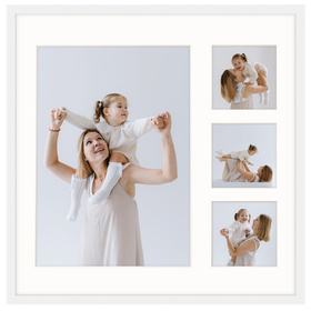 Foto Galeria 40x40 cm kolor biały Ramka na 4 zdjęcia 21x30 cm i 9x9 cm z Passe Partout