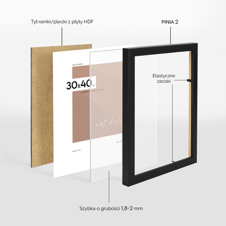 Czarna ramka drewniana PINIA 2 30x40 cm
