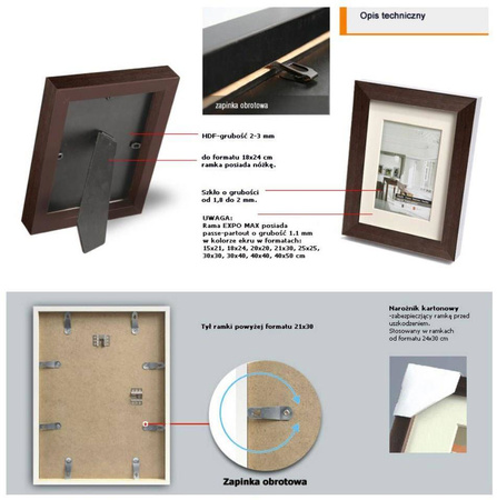 Brązowa ramka z passe partout EXPO MAX 20x20 cm (11,5x11,5 cm)