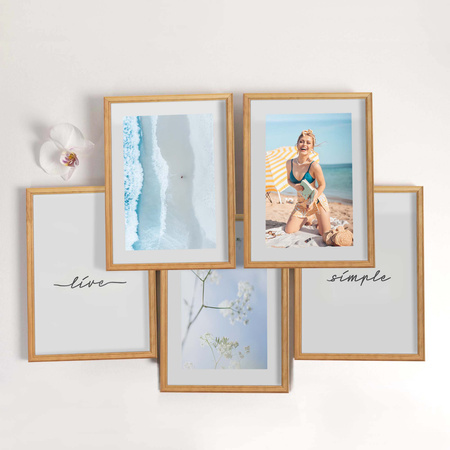 Pakiet 5 szt. naturalnych ramek drewnianych na zdjęcia DRWA 0 21x30 cm