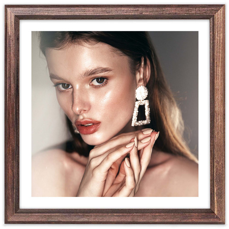 Ciemnobrązowa ramka drewniana DRWA 44 25x25 cm