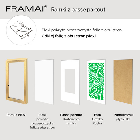 Złota ramka na zdjęcia HEN PASS Z 30x40 cm z passe partout (21x30 cm)