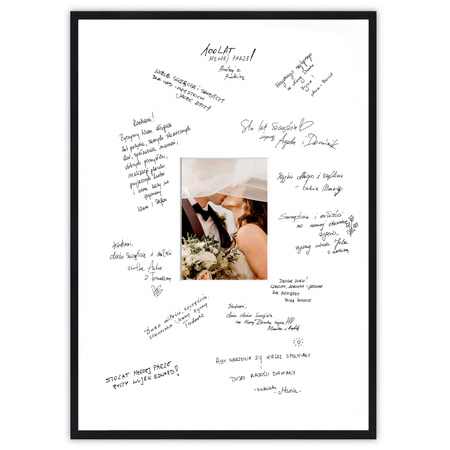 Ramka na WESELE PAMIĄTKOWA 50x70 cm czarna z białym passe partout o rozmiarze