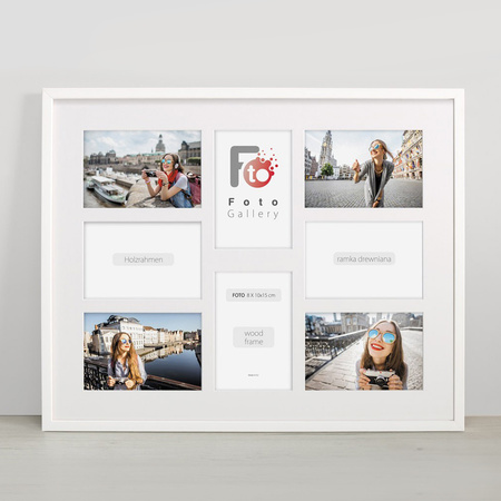 Duża ramka na wiele zdjęć biała 40x50 cm A - 8 zdjęć