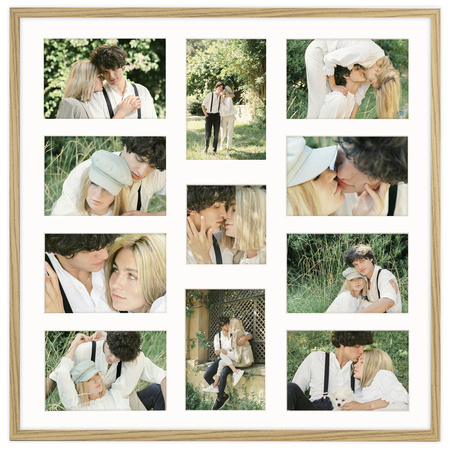 Foto Galeria 50x50 cm kolor dębowy Ramka na 11 zdjęć 10x15 cm i 10x10 cm z Passe Partout