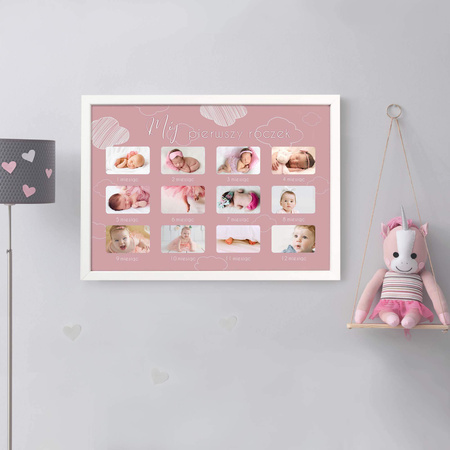 Ramka na zdjęcia MÓJ PIERWSZY ROCZEK - DZIEWCZYNKA 21x30 cm z passe partout