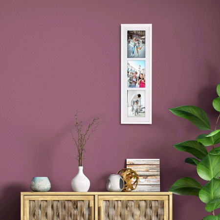 Ramka na 3 zdjęcia biała 18x66 cm