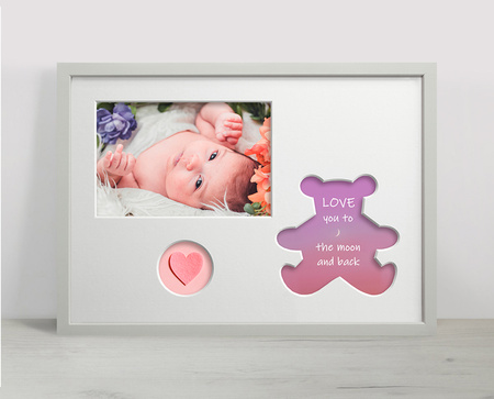 Ramka na zdjęcia do pokoju dziecięcego 21x30 cm biała z białym passe partout