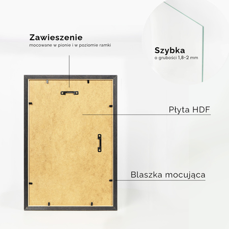 Brązowa ramka drewniana ze złotym paskiem DRI CL 4 25x38 cm