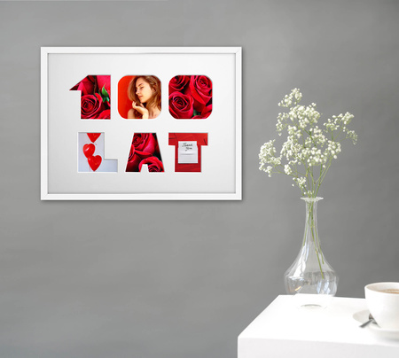 Ramka na URODZINY 30x40 cm w kolorze białym z białym passe partout