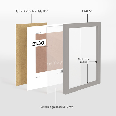 Szara ramka drewniana na zdjęcia PINIA 05 21x30 cm