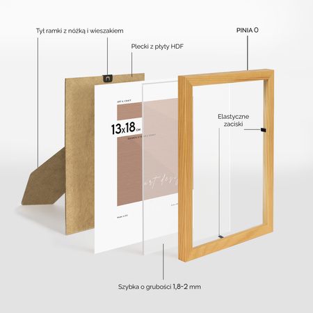 Naturalna ramka drewniana na zdjęcia PINIA 0 13x18 cm