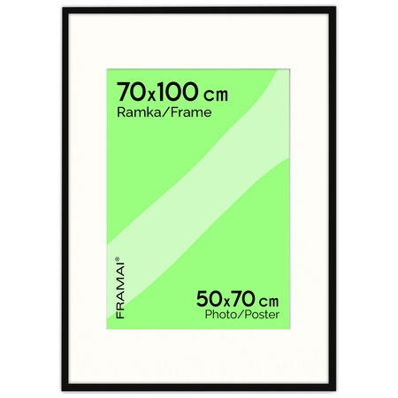 Czarna ramka na zdjęcia HEN PASS 2 70x100 cm z passe partout 70x100 (50x70)