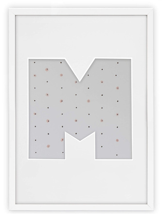 Ramka na zdjęcia LITERKA "M" 21x30 cm biała z białym passe partout