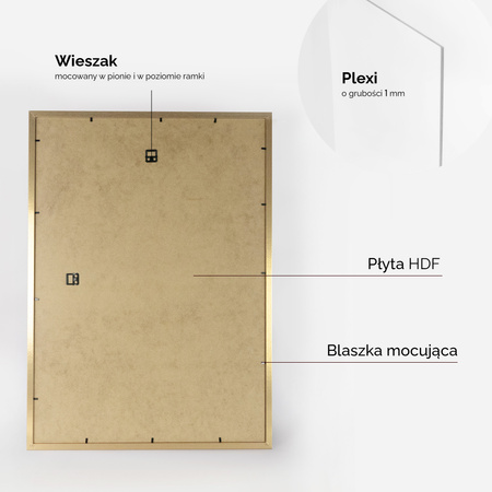 Złota ramka na zdjęcia HEN PASS Z 50x70 cm z passe partout (40x60 cm)