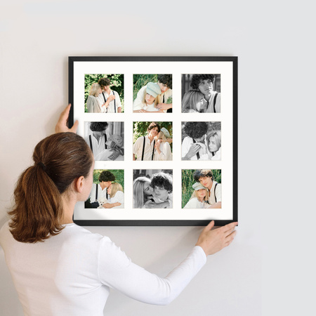 Foto Galeria 40x40 cm czarna Ramka na 9 zdjęć 10x10 cm z Passe Partout