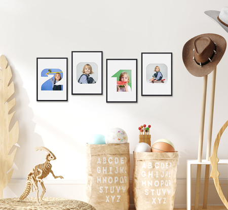 Ramka na zdjęcia CYFERKA "1" 21x30 cm czarna z białym passe partout