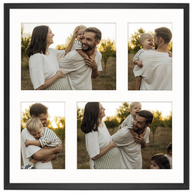 Foto Galeria 40x40 cm kolor czarny Ramka na 4 zdjęcia 10x15 cm i 15x21 cm z Passe Partout
