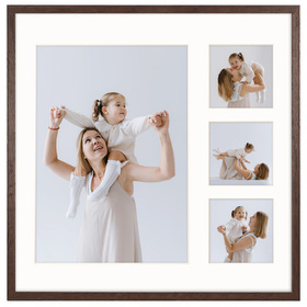 Foto Galeria 40x40 cm kolor brązowy Ramka na 4 zdjęcia 21x30 cm i 9x9 cm z Passe Partout