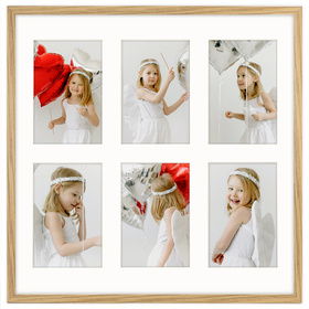 Foto Galeria 40x40 cm kolor dębowy Ramka na 6 zdjęć 10x15 cm z Passe Partout