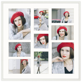 Foto Galeria 50x50 cm biała Ramka na 9 zdjęć 10x15 cm 15x21 cm 10x10 cm z Passe Partout