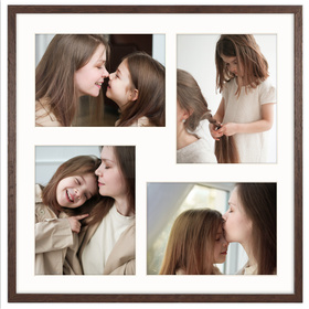 Foto Galeria 40x40 cm kolor brązowy Ramka na 4 zdjęcia 13x18 cm z Passe Partout
