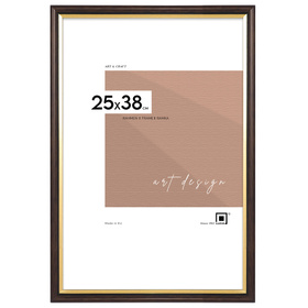 Brązowa ramka drewniana ze złotym paskiem DRI CL 4 25x38 cm