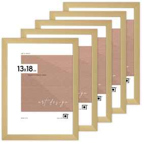 Pakiet 5 szt. złotych ramek drewnianych na zdjęcia PINIA Z 13x18 cm